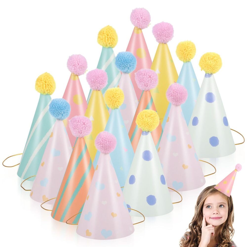 6978 16pcs Mini Party Hats Paper Birthday Hats Polka Dot Cone Caps